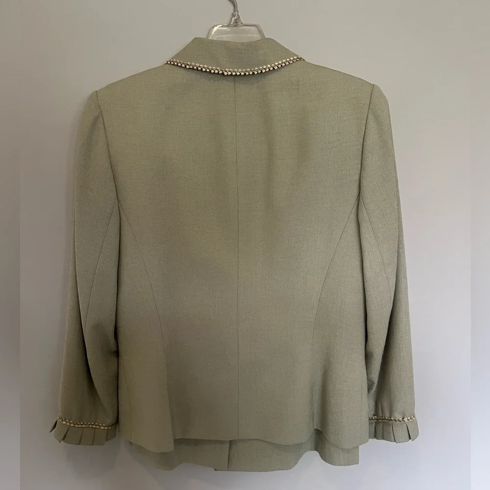 Kasper A.S.L. Skirt Suit Set Size 10 Sage Green Blazer & Pencil Skirt Vintage